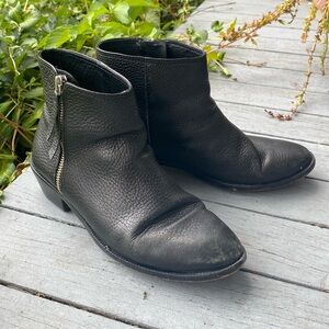 J. Crew black leather ankle booties, size 7.